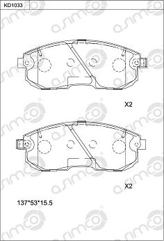 Asimco KD1033 - Kit de plaquettes de frein, frein à disque cwaw.fr