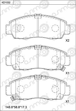 Asimco KD1032 - Kit de plaquettes de frein, frein à disque cwaw.fr