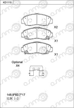 Asimco KD1110 - Kit de plaquettes de frein, frein à disque cwaw.fr