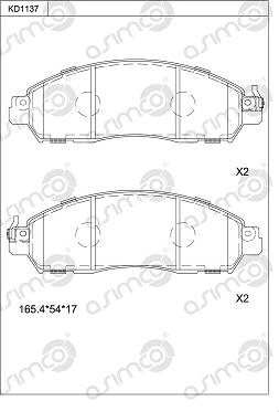 Asimco KD1137 - Kit de plaquettes de frein, frein à disque cwaw.fr