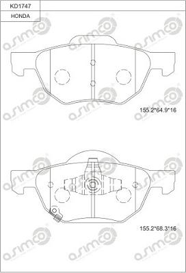 Asimco KD1747 - Kit de plaquettes de frein, frein à disque cwaw.fr