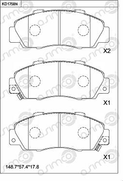 Asimco KD1758N - Kit de plaquettes de frein, frein à disque cwaw.fr