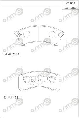 Asimco KD1723 - Kit de plaquettes de frein, frein à disque cwaw.fr