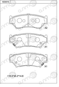 Asimco KD3015 - Kit de plaquettes de frein, frein à disque cwaw.fr