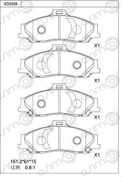 Asimco KD3026 - Kit de plaquettes de frein, frein à disque cwaw.fr