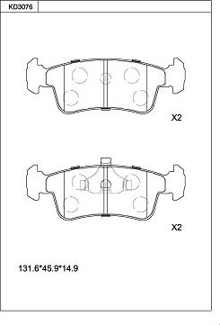 Asimco KD3076 - Kit de plaquettes de frein, frein à disque cwaw.fr