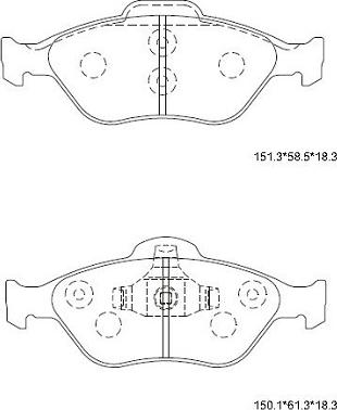 Asimco KD3736 - Kit de plaquettes de frein, frein à disque cwaw.fr