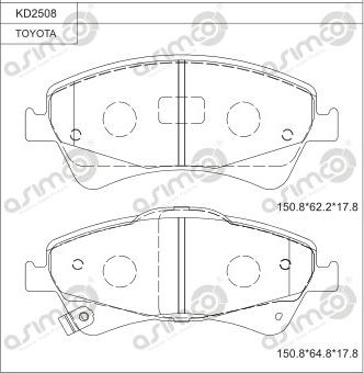 Asimco KD2508 - Kit de plaquettes de frein, frein à disque cwaw.fr