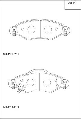 Asimco KD2514 - Kit de plaquettes de frein, frein à disque cwaw.fr