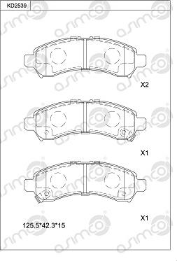 Asimco KD2539 - Kit de plaquettes de frein, frein à disque cwaw.fr