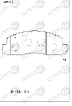 Asimco KD2530 - Kit de plaquettes de frein, frein à disque cwaw.fr