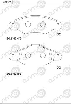 Asimco KD2528 - Kit de plaquettes de frein, frein à disque cwaw.fr