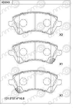 Asimco KD2043 - Kit de plaquettes de frein, frein à disque cwaw.fr