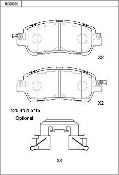 Asimco KD2086 - Kit de plaquettes de frein, frein à disque cwaw.fr