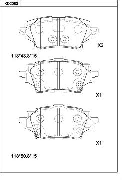 Asimco KD2083 - Kit de plaquettes de frein, frein à disque cwaw.fr