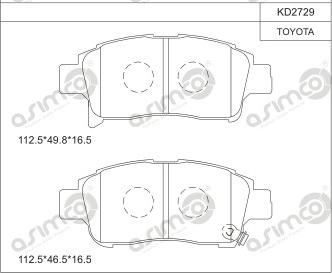 Asimco KD2729 - Kit de plaquettes de frein, frein à disque cwaw.fr