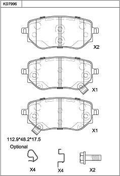 Asimco KD7996 - Kit de plaquettes de frein, frein à disque cwaw.fr