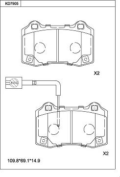 Asimco KD7905 - Kit de plaquettes de frein, frein à disque cwaw.fr