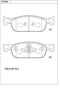 Asimco KD7902 - Kit de plaquettes de frein, frein à disque cwaw.fr