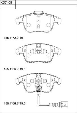 Asimco KD7408 - Kit de plaquettes de frein, frein à disque cwaw.fr