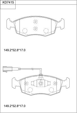 Asimco KD7415 - Kit de plaquettes de frein, frein à disque cwaw.fr