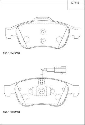 Asimco KD7413 - Kit de plaquettes de frein, frein à disque cwaw.fr