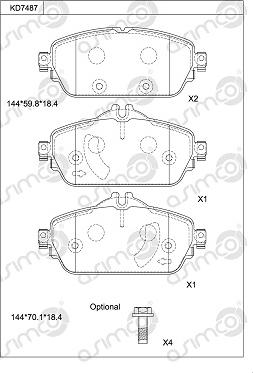 Asimco KD7487 - Kit de plaquettes de frein, frein à disque cwaw.fr