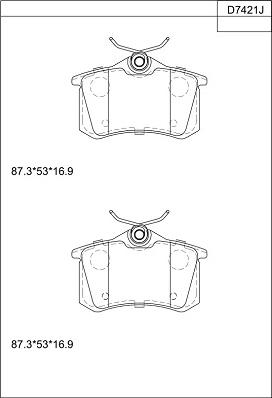 Asimco KD7421 - Kit de plaquettes de frein, frein à disque cwaw.fr