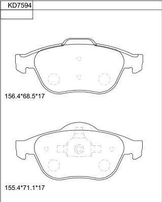 Asimco KD7594 - Kit de plaquettes de frein, frein à disque cwaw.fr