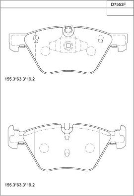 Asimco KD7553F - Kit de plaquettes de frein, frein à disque cwaw.fr