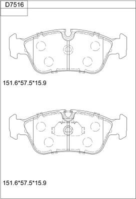 Asimco KD7516 - Kit de plaquettes de frein, frein à disque cwaw.fr