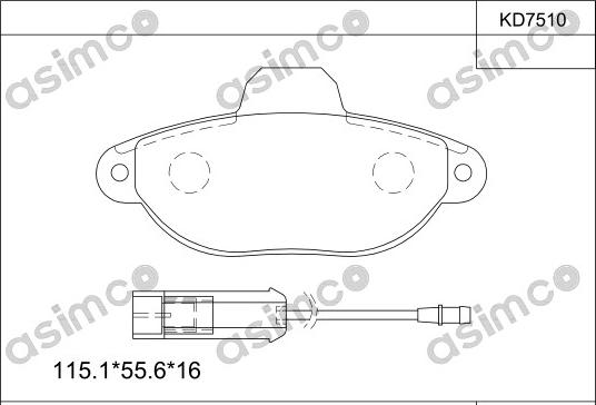 Asimco KD7510 - Kit de plaquettes de frein, frein à disque cwaw.fr