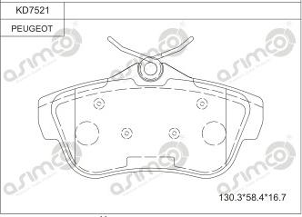 Asimco KD7521 - Kit de plaquettes de frein, frein à disque cwaw.fr