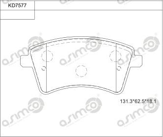 Asimco KD7577 - Kit de plaquettes de frein, frein à disque cwaw.fr