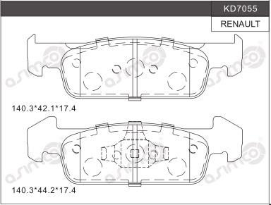 Asimco KD7055 - Kit de plaquettes de frein, frein à disque cwaw.fr