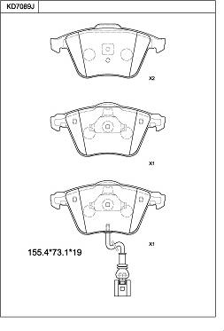 Asimco KD7089J - Kit de plaquettes de frein, frein à disque cwaw.fr