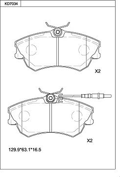 Asimco KD7034 - Kit de plaquettes de frein, frein à disque cwaw.fr