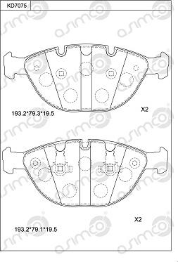 Asimco KD7075 - Kit de plaquettes de frein, frein à disque cwaw.fr