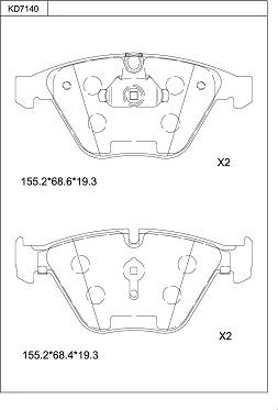 Asimco KD7140 - Kit de plaquettes de frein, frein à disque cwaw.fr