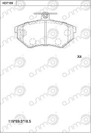 Asimco KD7169 - Kit de plaquettes de frein, frein à disque cwaw.fr