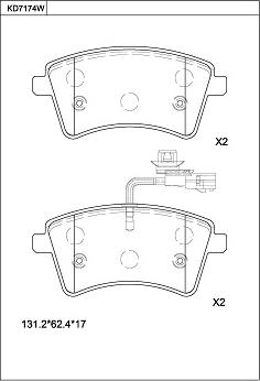 Asimco KD7174W - Kit de plaquettes de frein, frein à disque cwaw.fr