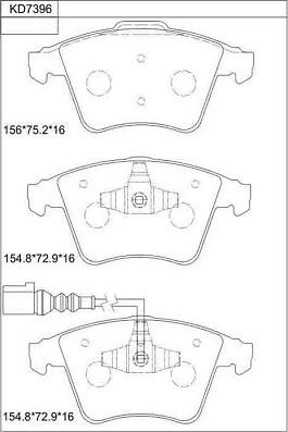 Asimco KD7396 - Kit de plaquettes de frein, frein à disque cwaw.fr