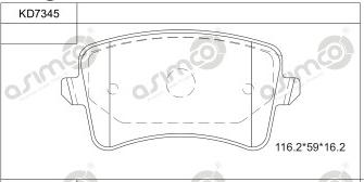 Asimco KD7345 - Kit de plaquettes de frein, frein à disque cwaw.fr