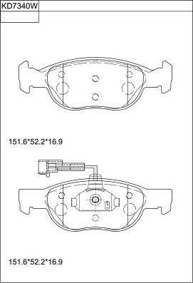 Asimco KD7340W - Kit de plaquettes de frein, frein à disque cwaw.fr