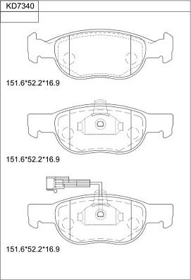 Asimco KD7340 - Kit de plaquettes de frein, frein à disque cwaw.fr