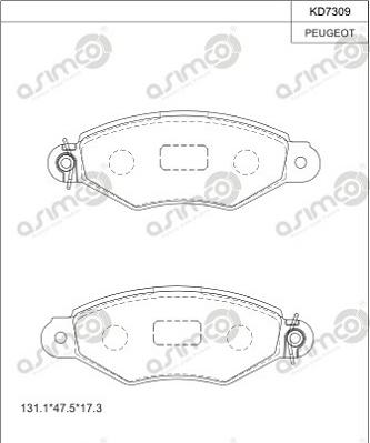 Asimco KD7309 - Kit de plaquettes de frein, frein à disque cwaw.fr