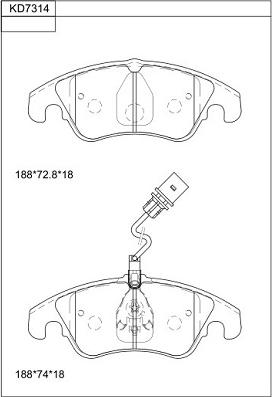 Asimco KD7314 - Kit de plaquettes de frein, frein à disque cwaw.fr