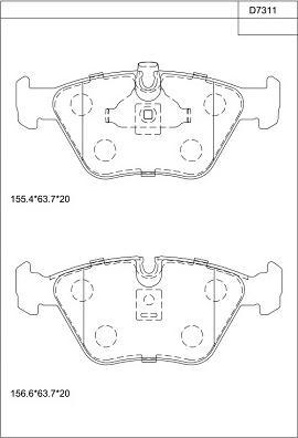 Asimco KD7311 - Kit de plaquettes de frein, frein à disque cwaw.fr