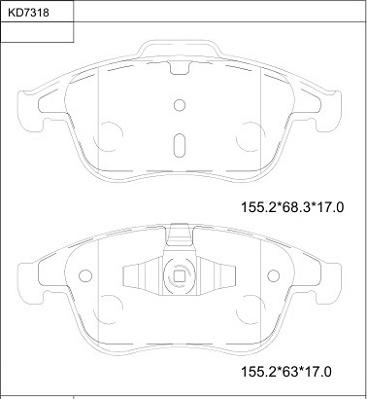 Asimco KD7318 - Kit de plaquettes de frein, frein à disque cwaw.fr