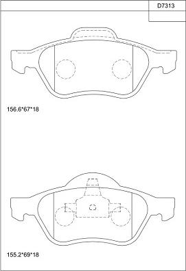 Asimco KD7313 - Kit de plaquettes de frein, frein à disque cwaw.fr